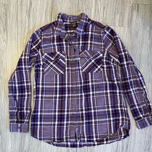 Beautiful purple plaid Eddie Bauer flannel shirt. Worn once. Size large tall.